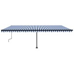 vidaXL Copertină autonomă retractabilă manual albastru/alb 600x350 cm