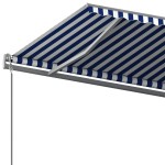 vidaXL Copertină autonomă retractabilă manual albastru/alb 600x350 cm