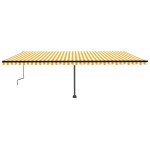 vidaXL Copertină autonomă retractabilă manual, galben/alb, 600x350 cm