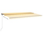 vidaXL Copertină autonomă retractabilă manual, galben/alb, 600x350 cm