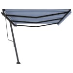 vidaXL Copertină autonomă retractabilă automat albastru&alb 600x350 cm