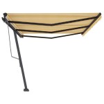 vidaXL Copertină autonomă retractabilă automat galben & alb 600x350 cm vidaXL Copertină autonomă retractabilă automat galben & alb 600x350 cm