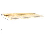 vidaXL Copertină autonomă retractabilă automat galben & alb 600x350 cm vidaXL Copertină autonomă retractabilă automat galben & alb 600x350 cm