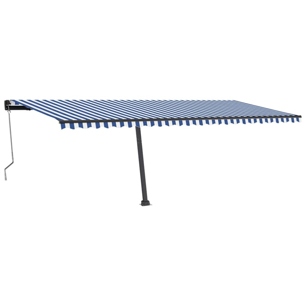 vidaXL Copertină automată cu senzor vânt&LED, albastru/alb, 600x350 cm