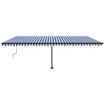 vidaXL Copertină automată cu senzor vânt&LED, albastru/alb, 600x350 cm vidaXL Copertină automată cu senzor vânt&LED, albastru/alb, 600x350 cm