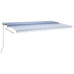 vidaXL Copertină automată cu senzor vânt&LED, albastru/alb, 600x350 cm vidaXL Copertină automată cu senzor vânt&LED, albastru/alb, 600x350 cm