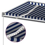 vidaXL Copertină automată cu senzor vânt&LED, albastru/alb, 600x350 cm vidaXL Copertină automată cu senzor vânt&LED, albastru/alb, 600x350 cm