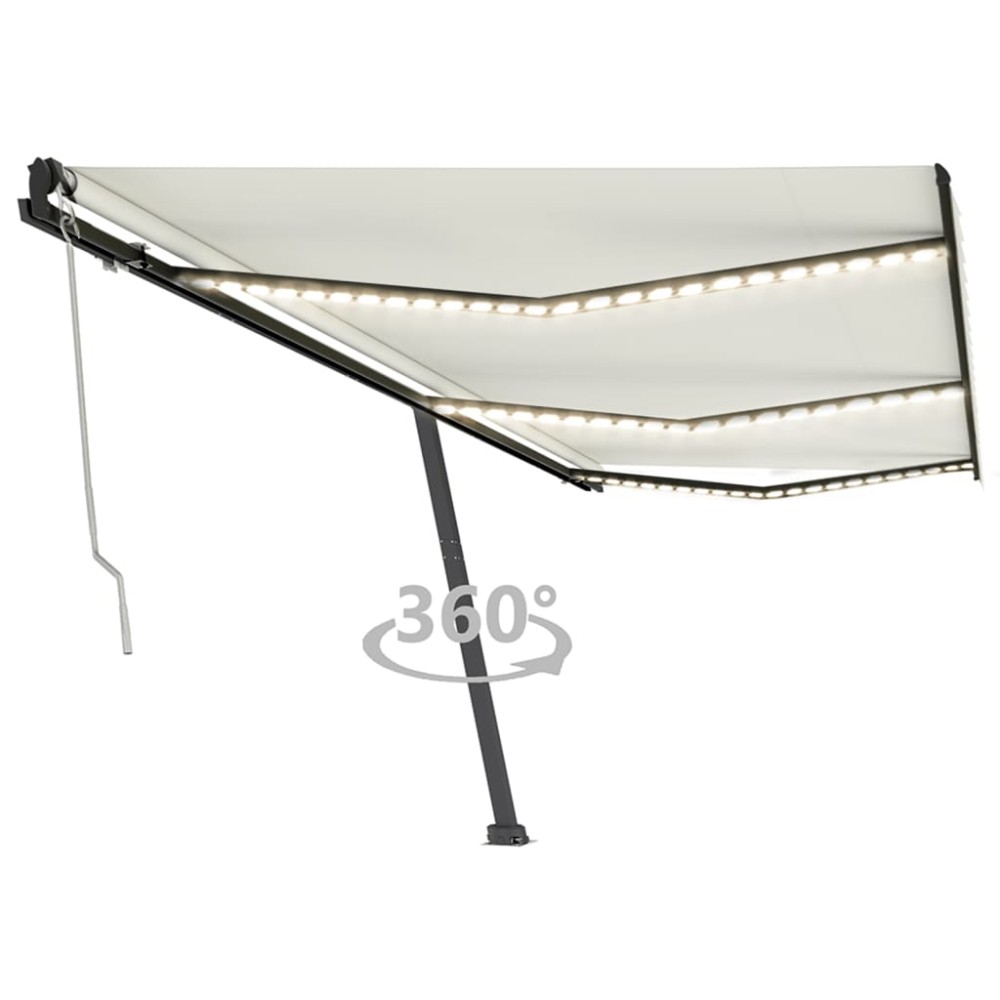 vidaXL Copertină automată cu senzor vânt & LED, crem, 600x350 cm