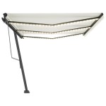 vidaXL Copertină automată cu senzor vânt & LED, crem, 600x350 cm