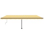 vidaXL Copertină automată cu senzor vânt&LED, galben/alb, 600x350 cm vidaXL Copertină automată cu senzor vânt&LED, galben/alb, 600x350 cm
