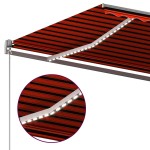 vidaXL Copertină automată cu senzor vânt & LED, oranj/maro, 600x350 cm vidaXL Copertină automată cu senzor vânt & LED, oranj/maro, 600x350 cm