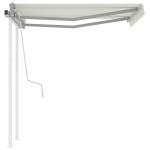 vidaXL Copertină retractabilă manual cu stâlpi, crem, 3x2,5 m
