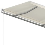 vidaXL Copertină retractabilă manual cu stâlpi, crem, 3x2,5 m