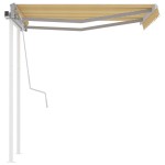 vidaXL Copertină retractabilă manual cu stâlpi, galben/alb, 3x2,5 m vidaXL Copertină retractabilă manual cu stâlpi, galben/alb, 3x2,5 m