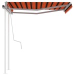 vidaXL Copertină retractabilă manual cu stâlpi portocaliu/maro 3x2,5 m vidaXL Copertină retractabilă manual cu stâlpi portocaliu/maro 3x2,5 m