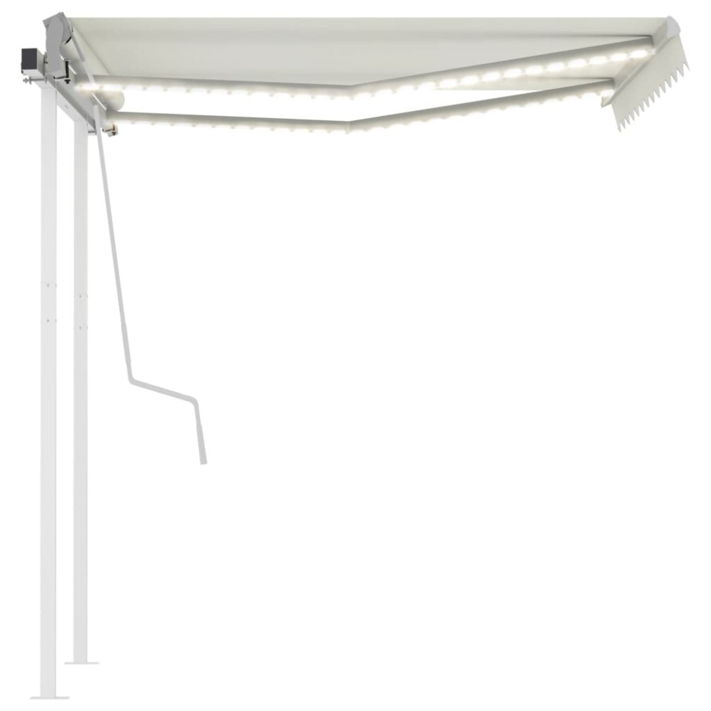 vidaXL Copertină retractabilă manual cu LED, crem, 3x2,5 m