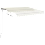 vidaXL Copertină retractabilă manual cu LED, crem, 3x2,5 m vidaXL Copertină retractabilă manual cu LED, crem, 3x2,5 m