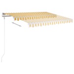vidaXL Copertină retractabilă manual cu LED, galben & alb, 3x2,5 m vidaXL Copertină retractabilă manual cu LED, galben & alb, 3x2,5 m