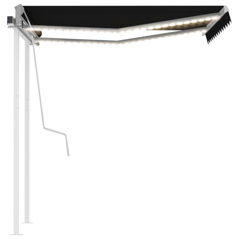 vidaXL Copertină retractabilă manual cu LED, antracit, 3x2,5 m