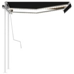 vidaXL Copertină retractabilă manual cu LED, antracit, 3x2,5 m vidaXL Copertină retractabilă manual cu LED, antracit, 3x2,5 m