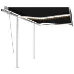 vidaXL Copertină retractabilă manual cu LED, antracit, 3x2,5 m vidaXL Copertină retractabilă manual cu LED, antracit, 3x2,5 m