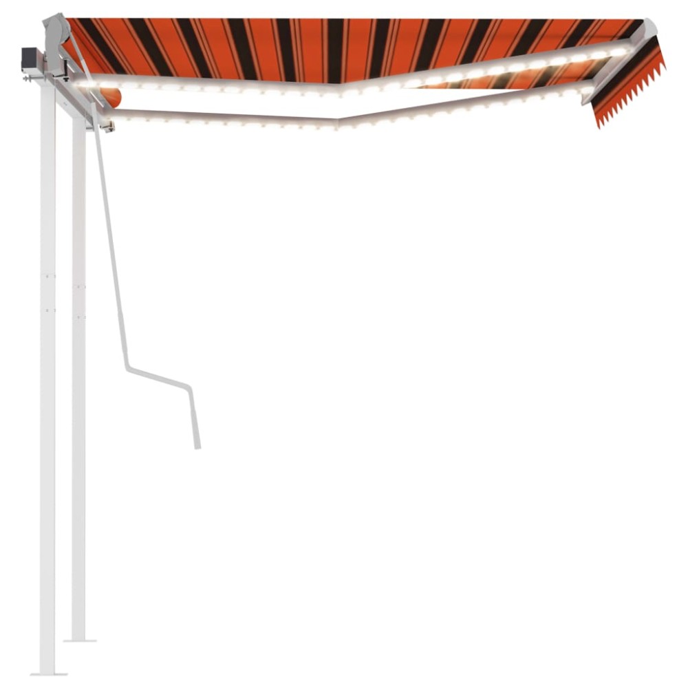 vidaXL Copertină retractabilă manual cu LED portocaliu & maro 3x2,5 m