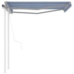 vidaXL Copertină retractabilă automat cu stâlpi, albastru/alb, 3x2,5 m vidaXL Copertină retractabilă automat cu stâlpi, albastru/alb, 3x2,5 m