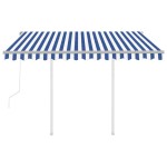 vidaXL Copertină retractabilă automat cu stâlpi, albastru/alb, 3x2,5 m vidaXL Copertină retractabilă automat cu stâlpi, albastru/alb, 3x2,5 m