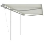 vidaXL Copertină retractabilă automat cu stâlpi, crem, 3x2,5 m vidaXL Copertină retractabilă automat cu stâlpi, crem, 3x2,5 m