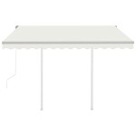 vidaXL Copertină retractabilă automat cu stâlpi, crem, 3x2,5 m vidaXL Copertină retractabilă automat cu stâlpi, crem, 3x2,5 m