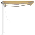 vidaXL Copertină retractabilă automat cu stâlpi, galben/alb, 3x2,5 m vidaXL Copertină retractabilă automat cu stâlpi, galben/alb, 3x2,5 m