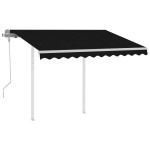 vidaXL Copertină retractabilă manual cu stâlpi, antracit, 3,5x2,5 m vidaXL Copertină retractabilă manual cu stâlpi, antracit, 3,5x2,5 m