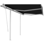 vidaXL Copertină retractabilă manual cu stâlpi, antracit, 3,5x2,5 m vidaXL Copertină retractabilă manual cu stâlpi, antracit, 3,5x2,5 m