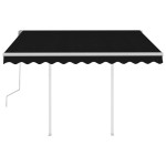 vidaXL Copertină retractabilă manual cu stâlpi, antracit, 3,5x2,5 m vidaXL Copertină retractabilă manual cu stâlpi, antracit, 3,5x2,5 m