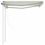 vidaXL Copertină retractabilă automat cu stâlpi, crem, 3,5x2,5 m vidaXL Copertină retractabilă automat cu stâlpi, crem, 3,5x2,5 m