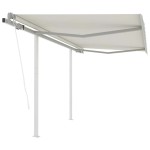 vidaXL Copertină retractabilă automat cu stâlpi, crem, 3,5x2,5 m vidaXL Copertină retractabilă automat cu stâlpi, crem, 3,5x2,5 m
