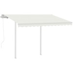 vidaXL Copertină retractabilă automat cu stâlpi, crem, 3,5x2,5 m vidaXL Copertină retractabilă automat cu stâlpi, crem, 3,5x2,5 m