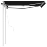 vidaXL Copertină retractabilă automat cu stâlpi, antracit, 3,5x2,5 m