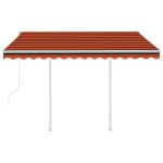 vidaXL Copertină retractabilă automat stâlpi portocaliu/maro 3,5x2,5 m