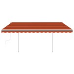 vidaXL Copertină retractabilă manual cu stâlpi, portocaliu&maro, 4x3 m
