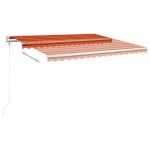 vidaXL Copertină retractabilă manual cu stâlpi, portocaliu&maro, 4x3 m