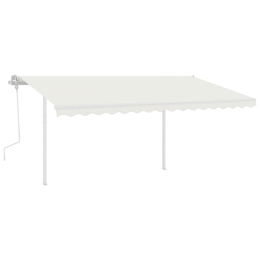 vidaXL Copertină retractabilă manual, cu LED, crem, 4x3 m