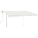 vidaXL Copertină retractabilă manual, cu LED, crem, 4x3 m vidaXL Copertină retractabilă manual, cu LED, crem, 4x3 m
