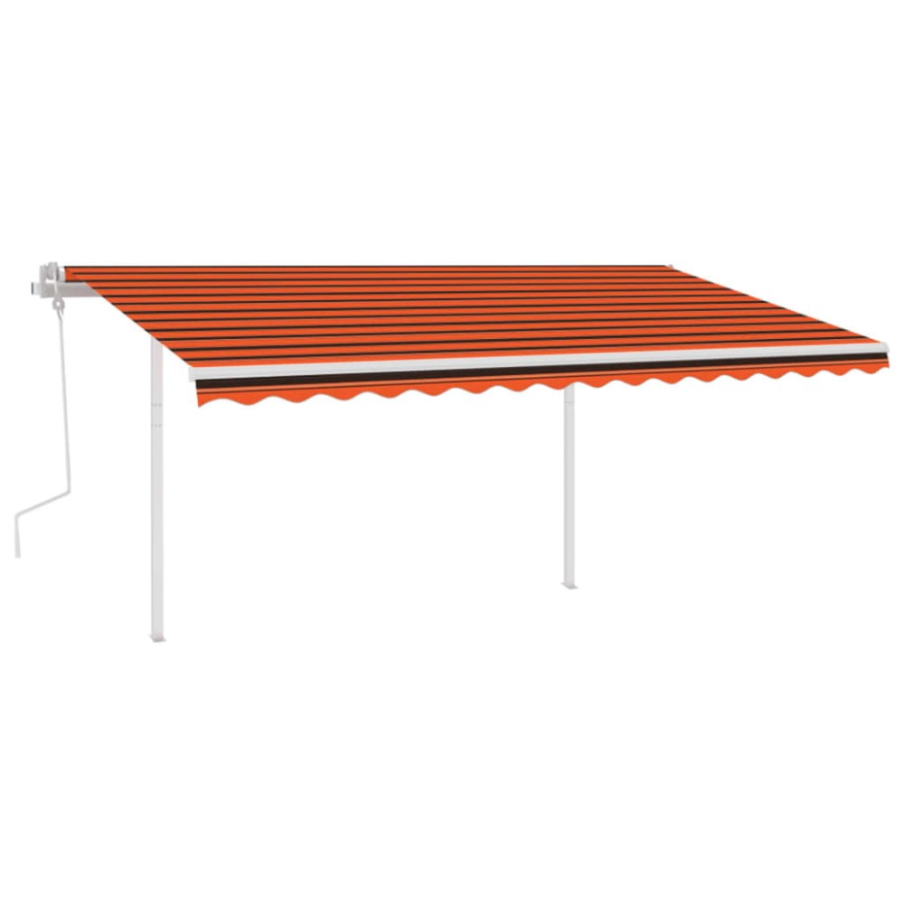 vidaXL Copertină retractabilă manual cu LED, portocaliu și maro, 4x3 m