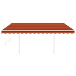 vidaXL Copertină retractabilă manual cu LED, portocaliu și maro, 4x3 m vidaXL Copertină retractabilă manual cu LED, portocaliu și maro, 4x3 m