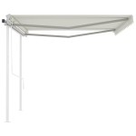 vidaXL Copertină retractabilă automat, cu stâlpi, crem, 4x3 m vidaXL Copertină retractabilă automat, cu stâlpi, crem, 4x3 m