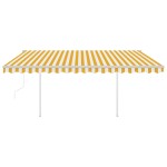 vidaXL Copertină retractabilă automat, cu stâlpi, galben&alb, 4x3 m vidaXL Copertină retractabilă automat, cu stâlpi, galben&alb, 4x3 m