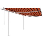 vidaXL Copertină retractabilă automat cu stâlpi, portocaliu&maro 4x3 m