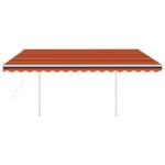 vidaXL Copertină retractabilă automat cu stâlpi, portocaliu&maro 4x3 m
