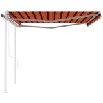 vidaXL Copertină retractabilă automat cu stâlpi, portocaliu&maro 4x3 m